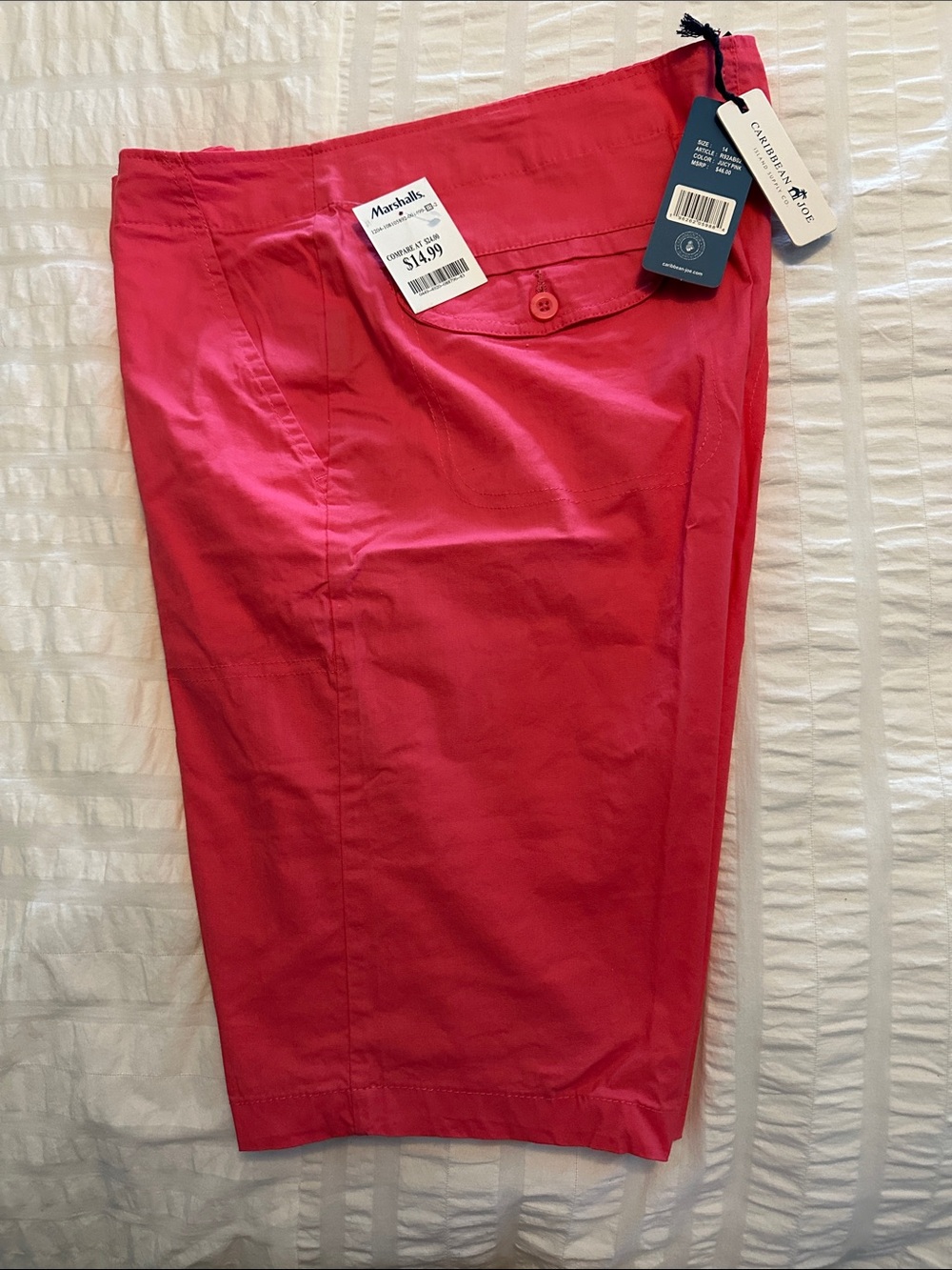 Caribbean Joe Bright Pink Bermuda Shorts